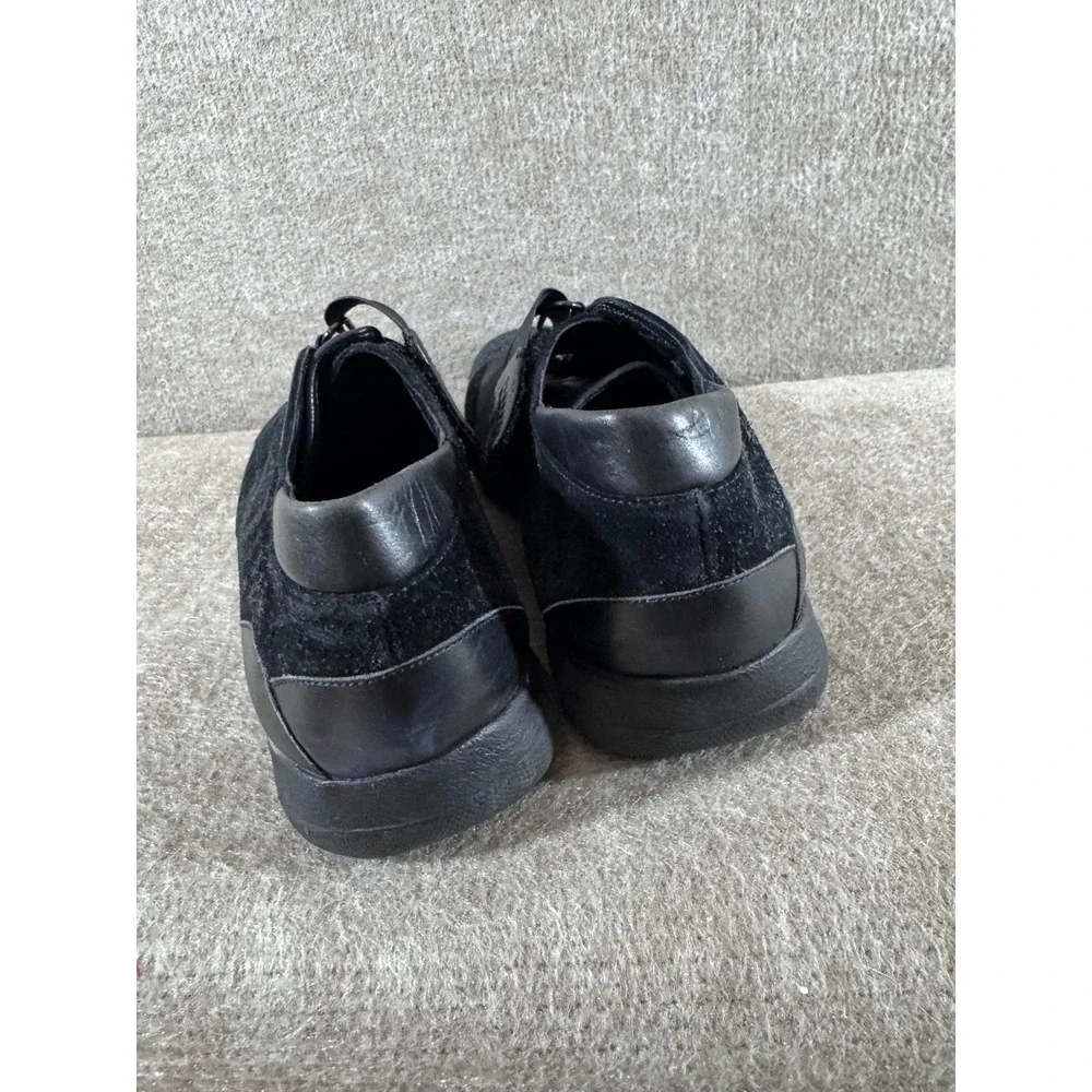 Stuart Weitzman Easy Straps Sneakers Women 8 Black Suede Leather Velcro Low Top